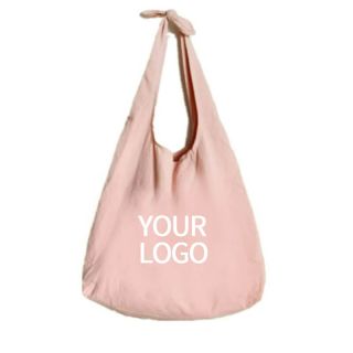 Custom Organic Cotton 14.57"W x 16.54"H Bag Grocery Bag Washable Tear-drop Tote with a tie knot handle for Shopping Travel