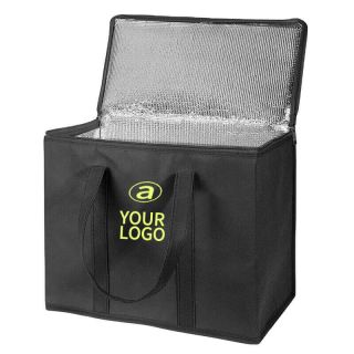 Custom Outdoor Shopping 15.8W x 13H Promotional Insulated Food Delivery Cooler Bag Grocery Tote