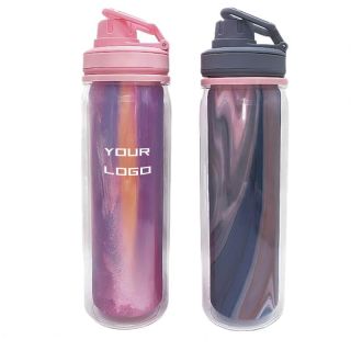 Custom Outdoor Travel Water Bottle Reusable Drinkware Portable Double Wall Plastic Bottle with Handle