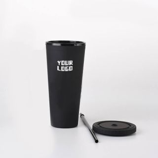 Custom Plastic Cup with Straw with Lid Reusable Coffee Cup Travel Tumbler Drinkware