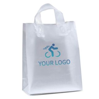 Custom Plastic Frosted Shopping Tote Bag 10W x 13H Merchandise Retail Gift Bags