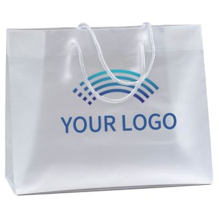 Custom Plastic Frosted Shopping Tote Bag Translucent Merchandise Retail Gift Bags 