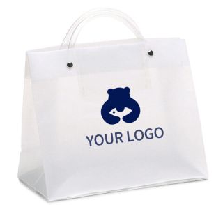 Custom Plastic Tube Handle 10W x 8H Take Out Bag Retail Shopping Tote Merchandise Bags