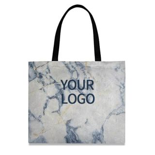 Custom Polyester Bag 19.7"W x 16.9"H with Marble Pattern Lightweight Yoga Reusable Grocery Handbag