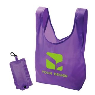 Custom Polyester Folding Tote Bag with Snap Closure 16"H x 15.5" W