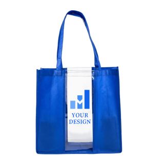Custom Polypropylene Medium Clear Window Tote Bag 15"H x 15" W