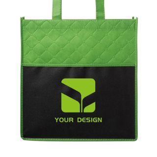 Custom Quilted Pocket Two-Tone Grocery Tote Ideal for Daily Use
