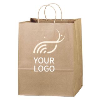 Custom Recyclable Paper Shopping Bags 13W x 15.17H Eco-friendly Gift Tote Retail Bag