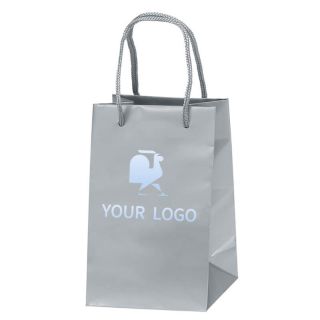 Custom Retail Bags 5.25W x 3.25 x 8.25H Sustainable Kraft Paper Gift Bag with Handles