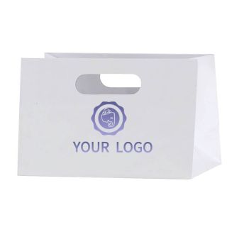 Custom Retail Gift Bags 10W x 6H Boutique Die Cut Laminated Paper Packing Lunch Bag 
