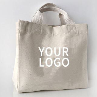 Custom Reusable Eco-friendly Cotton 7.87"W x 7.48"H Canvas Shopping Bag Grocery Tote for Lunch Gift Snacks Candy