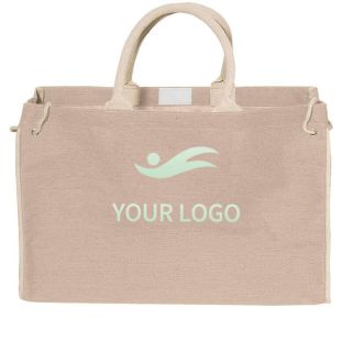 Custom Reusable Jute Grocery Totes 18W x 11.5H Shopping Bag Picnic Bags
