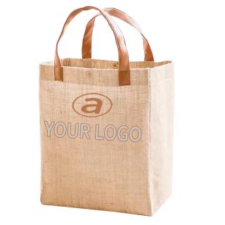 Custom Reusable Jute Tote 12W x 13.75H Shopping Bag Grocery Tote Lunch Bag