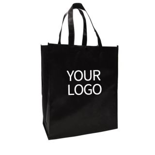 Custom Reusable Non-woven 11.02"W x 22.05"H Bags Grocery Bag Shopping Tote with Button Closure for Promotion