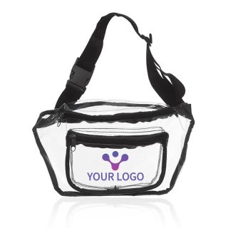 Custom Reusable Plastic Clear Waist Bag 14W x 5H Waterproof PVC Belt Bag Transparent Fanny Pack