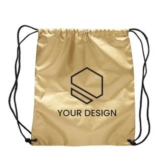 Custom Shiny Metallic Classic Drawstring Backpack 16" H x 14" W