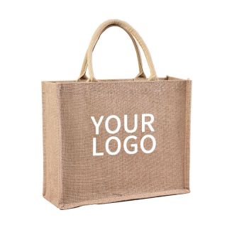 Custom Small Jute Gift Bags 8.66"W x 6.3"H Eco-friendly Shopping Thank-you Tote Merchandise Bag