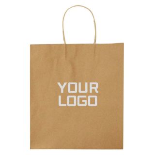 Custom Square Kraft Paper Bag 12W x 12H Wide Brown Takeout Bags Shopping Retail Tote