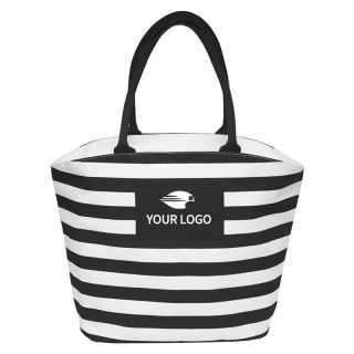 Custom Striped Canvas Shoulder Handbag 18W x 14H Zippered Travel Gym Sports Bag Grocery Bags Shopping Tote