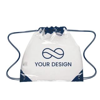 Custom Stylish Clear PVC Drawstring Backpack 12" H x 12" W
