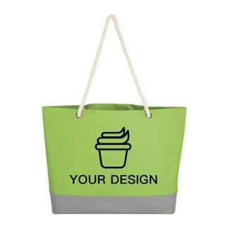 Custom Stylish Polyester Tote Bag with Cotton Rope Handles 14" H x 15.5" W