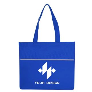Custom Stylish Wave Design Non-Woven Shopping Tote Bag 13" H x 15" W