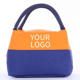 Custom Thermal Insulated 6.30H x 9.45W Cotton Cooler Bag Lunch Bags with Two Tone Color for Food Delivery Grocery Picnic