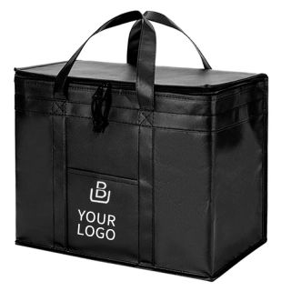 Custom Thermal Insulated 13H x 16W Lunch Food Delivery Grocery Bag For Catering Restaurants Picnic