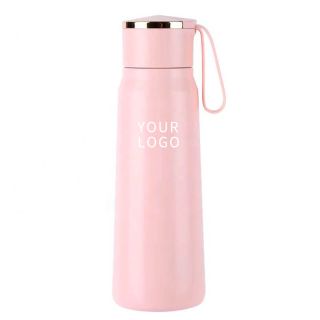 Custom Thermos Bottle Portable Insulated Flask Cute Vacuum Bottle with Silicone Rope for Outdoor