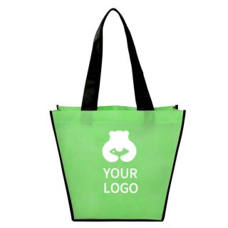 Custom Trapezoid Non-woven Shopping Bags 12W x 10H Reusable Grocery Tote Merchandise Bag
