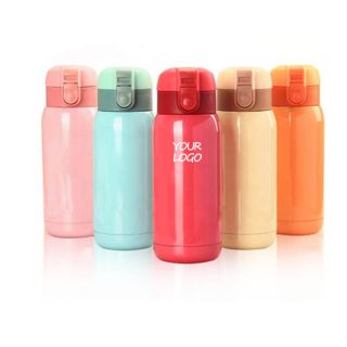 Custom Vacuum Flask Double Wall Insulated Thermos Bottle with Pop-up Lid for Cold Hot Drinks