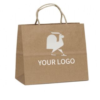 Custom White Kraft Paper Retail Bags 7.75W x 9.75H Gift Bag Shopping Tote with Handles