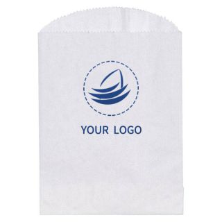 Custom White Recyclable Paper Gourmet Bags 5.75W x 7.5H Gift Snacks Food Grade Retail Bag