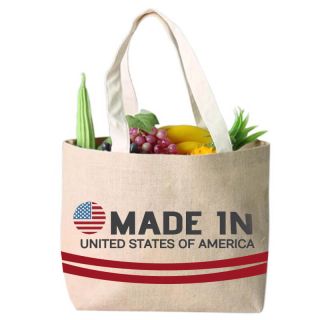 Custom Wholesale Fashion Jute Beach Tote Bag 21.00W x 15.00H Grocery Shopping Bags with Canvas Handle