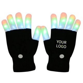 Custom Wholesale Party Rave Flashing Finger Lighting Gloves Magic Luminous LED Gloves