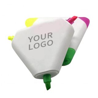 Custom Wholesale Triangle Highlighter Triple Markers Multiple Color Highlighter Pens 3 in 1 Fluorescent Pen
