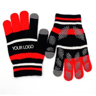 Custom Winter String Knit Gloves Jacquard Touch Screen Gloves