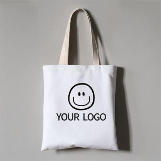 Custom 12oz White Organic Cotton 16.75"W x 14.5" Canvas Grocery Shopping Tote Reusable Promotional Bags