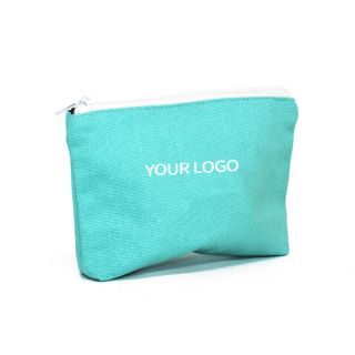 Custom Canvas Cosmetic Bags 7.09"W x 4.72"H Zippered Small Coin Change Pouch Mini Storage Bag