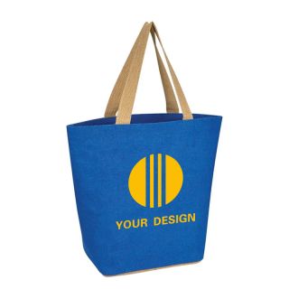 Customizable Eco-Friendly Marketplace Jute Tote Bag 14.25"x16.25" with 18" Cotton Handles