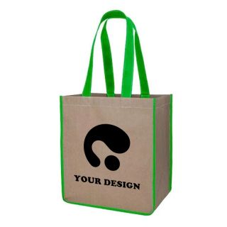 Customizable Eco-Friendly Natural Kraft Sack Tote Bag 14" H x 12.5" W