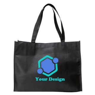 Customizable Eco-Friendly Non-Woven Large Tote Bags 16" W x 12" H x 6" D with 22" Handles