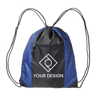 Customizable Eye-Catching Zipper Pocket Drawstring Backpack 14.75" H x 18.5" W