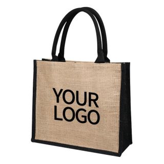 Custom Heavy Duty Handbag 17.75W x 13.75H Eco-friendly Reusable Shopping Jute Grocery Tote Beach Bag