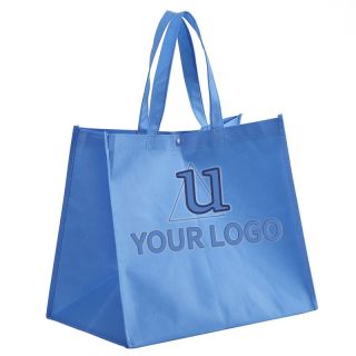 Custom Recycle Non-woven 15W x 13.75H Shopping Bag Grocery Tote Bags with Wide Gusset