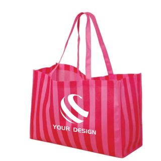 Customizable Striped Beach Style Polypropylene Tote Bag 14"H x 20" W