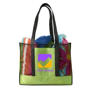 Customizable Two-Tone Non-Woven Beach Tote - Spacious & Durable with Unique Pockets