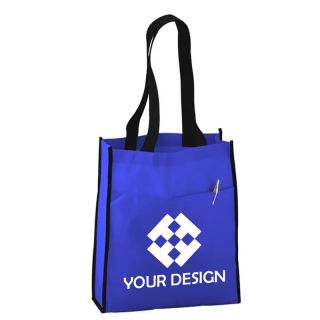 Customizable Vibrant Recyclable Polypropylene Tote Bag with Pocket 13.5"x12"x5"