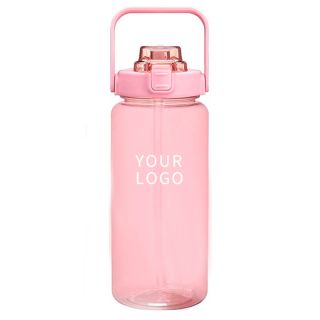 Custom BPA Free Half Gallon Water Bottle 64 oz Motivational Water Bottle with Straw & Sleeve Time Marker for Drinking