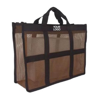 Custom Fashionable Beach 16.14" x 12.60" Bag Outdoor Tote Bag Mesh Handbags with black Webbing Handle